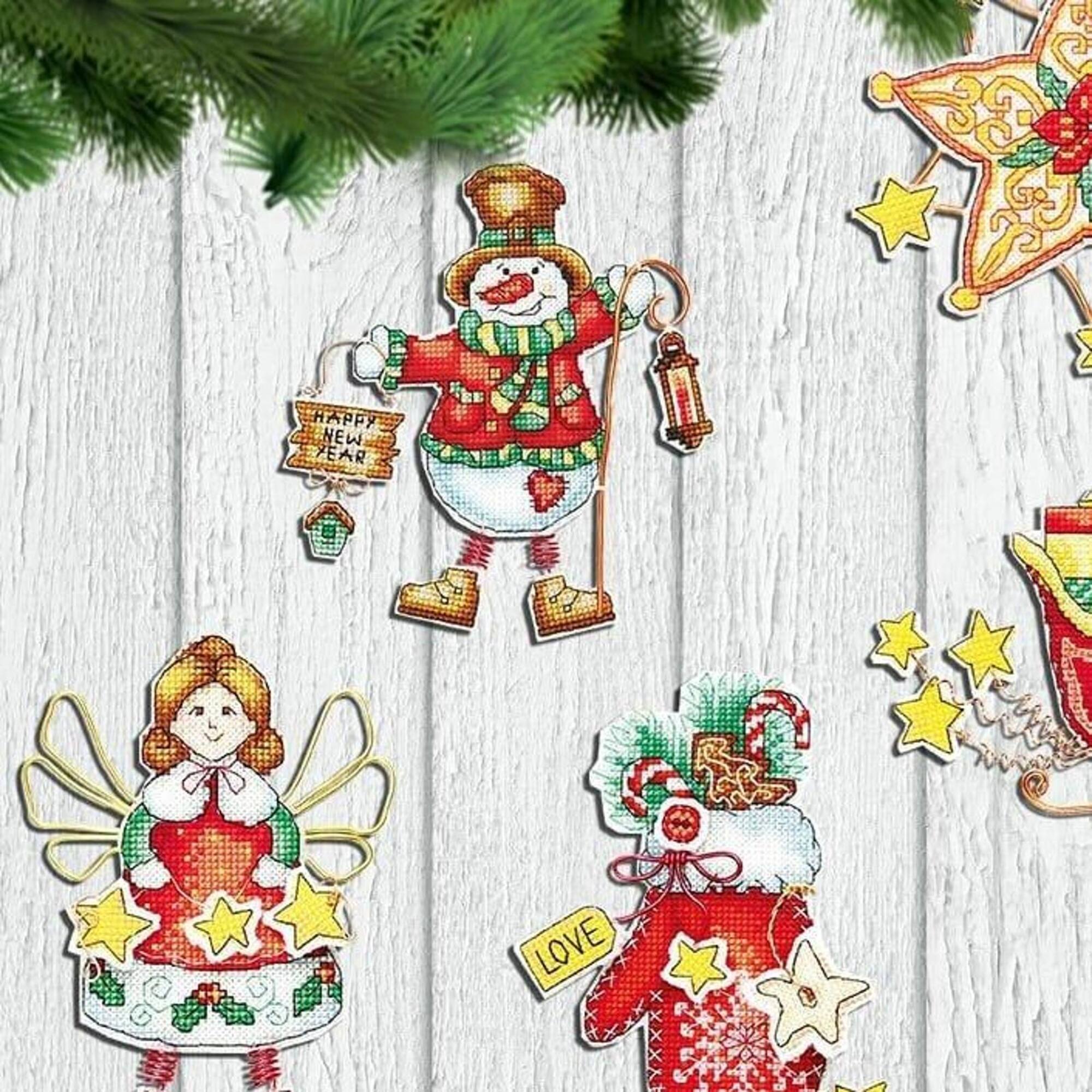 Crystal Art Christmas Tree Toy Plastic Canvas Counted Cross Stitch KitSet Of Pictures Christmas Toys